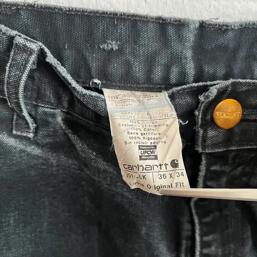 Carhartt faded black double knee work wear carpenter pants - Picture 5 of 13
